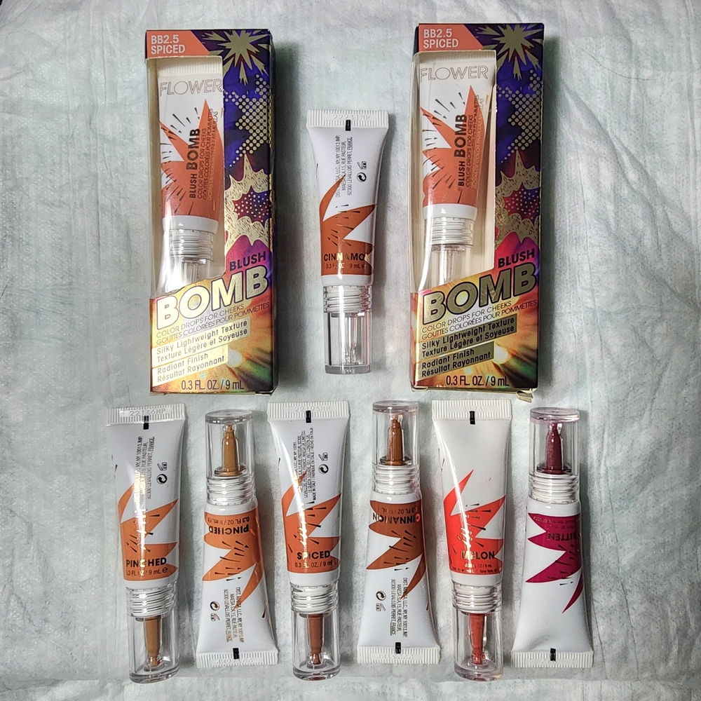 (9) Lot of Flower Blush Bomb Color Drops Spiced Cinnamon Melon Pinched Bitten
